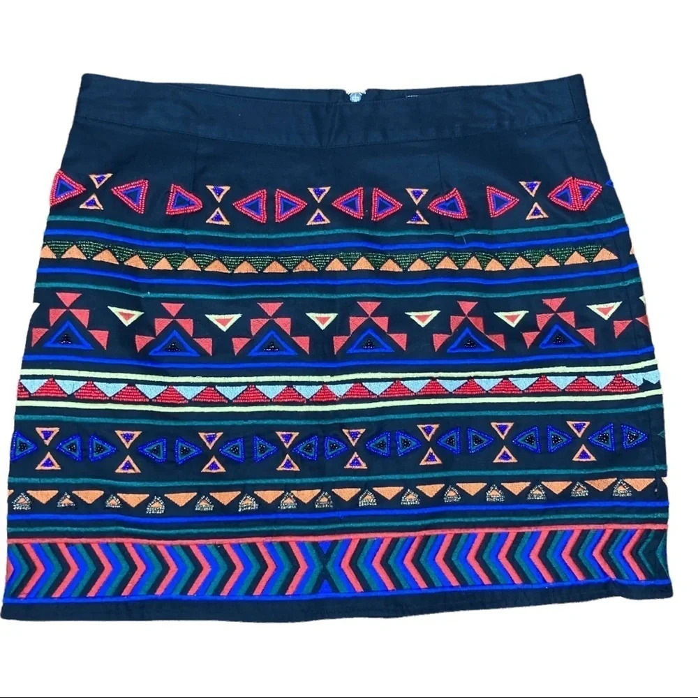 Sam Edelman Aztec Beaded Print Skirt Sz: 12